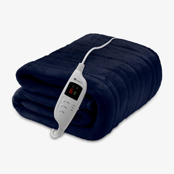 Fleece Electric Heated Throw with 9 Heat Settings Navy