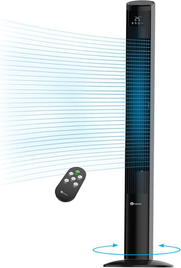 PureMate 47-Inch DC Motor Tower Fan with Air Purifier, Oscillating Cooling Fan with 12 Speeds  &amp; SLEEP &amp; ECO Mode - Black