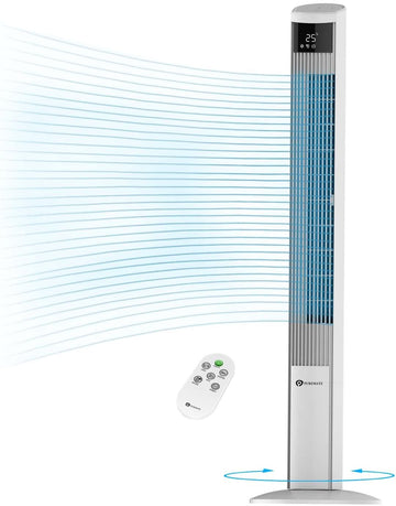 PureMate 47-Inch DC Motor Tower Fan with Air Purifier, Oscillating Cooling Fan with 12 Speeds  &amp; SLEEP &amp; ECO Mode - White