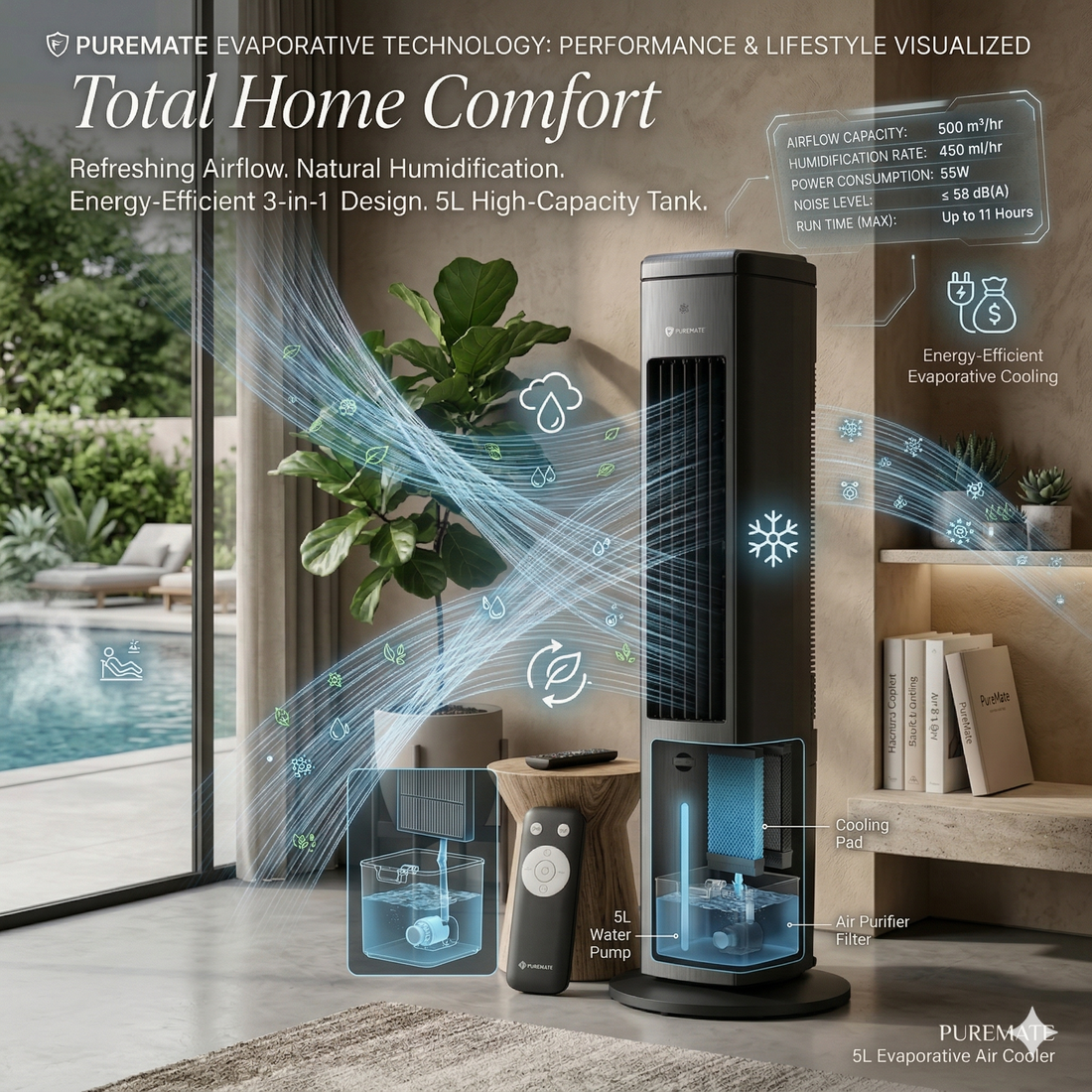 PureMate 5L Evaporative Air Cooler