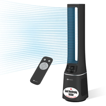 PureMate 42-Inch Bladeless Tower Fan with Air Purifier - Black