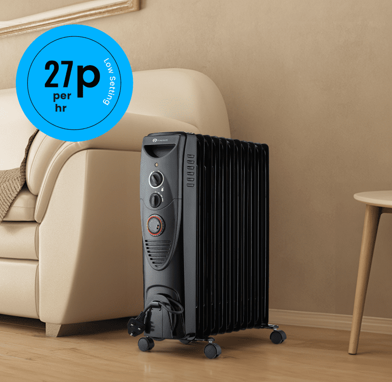 2500W Oil Filled Radiator with 11 Fins - Black