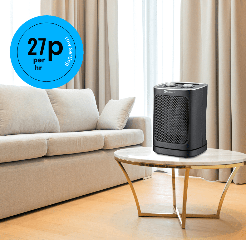 1800W Ceramic Tower Fan Heater with Automatic Oscillation Black