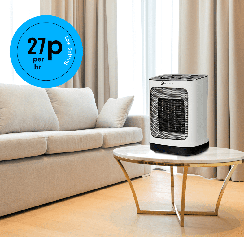 1800W Ceramic Tower Fan Heater with Automatic Oscillation White