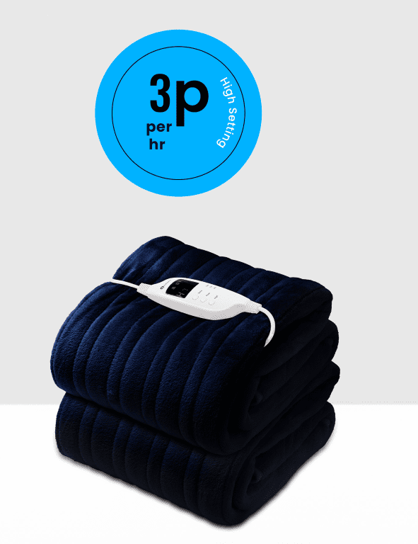 Fleece Electric Heated Throw with 9 Heat Settings Navy
