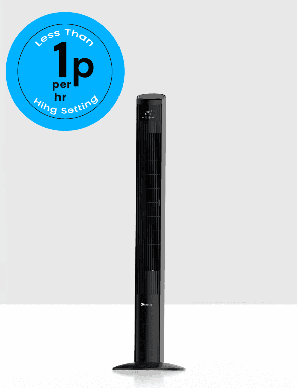 PureMate 47-Inch DC Motor Tower Fan with Air Purifier, Oscillating Cooling Fan with 12 Speeds  &amp; SLEEP &amp; ECO Mode - Black