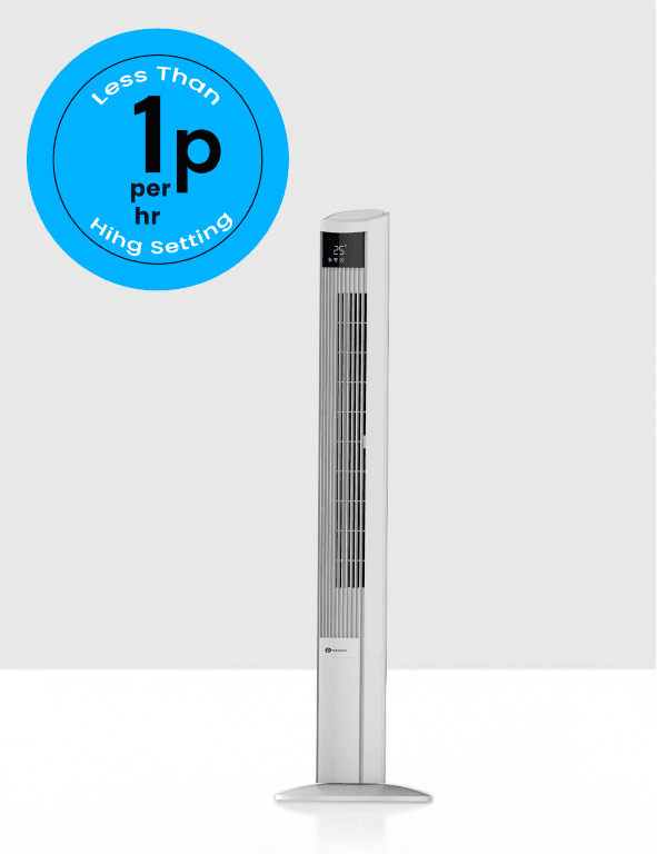 PureMate 47-Inch DC Motor Tower Fan with Air Purifier, Oscillating Cooling Fan with 12 Speeds  &amp; SLEEP &amp; ECO Mode - White
