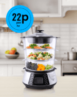 800W Digital 3 Tier Electric Food Steamer with Rice bowl