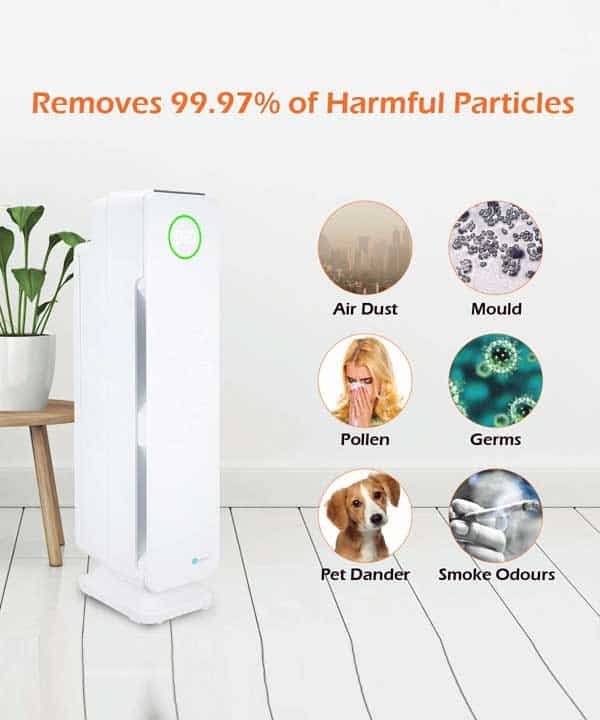 Multiple Technologies Intelligent 5 in 1 Air Purifier and Ioniser with UV-C Sanitiser Eliminates viruses