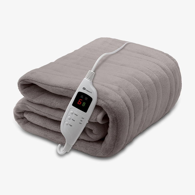 Fleece Electric Heated Throw with 9 Heat Settings Grey