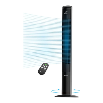 PureMate 47-Inch DC Motor Tower Fan with Air Purifier, Oscillating Cooling Fan with 12 Speeds  &amp; SLEEP &amp; ECO Mode - Black