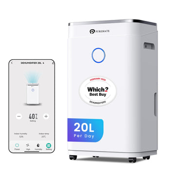 20 Litre Dehumidifier with Ioniser, Continuous Drainage Hose and Sleep Mode and Smart App Control
