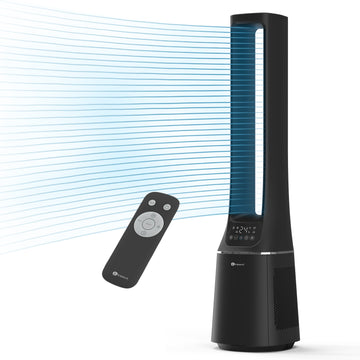 PureMate 42-Inch Bladeless Tower Fan with Air Purifier - Black