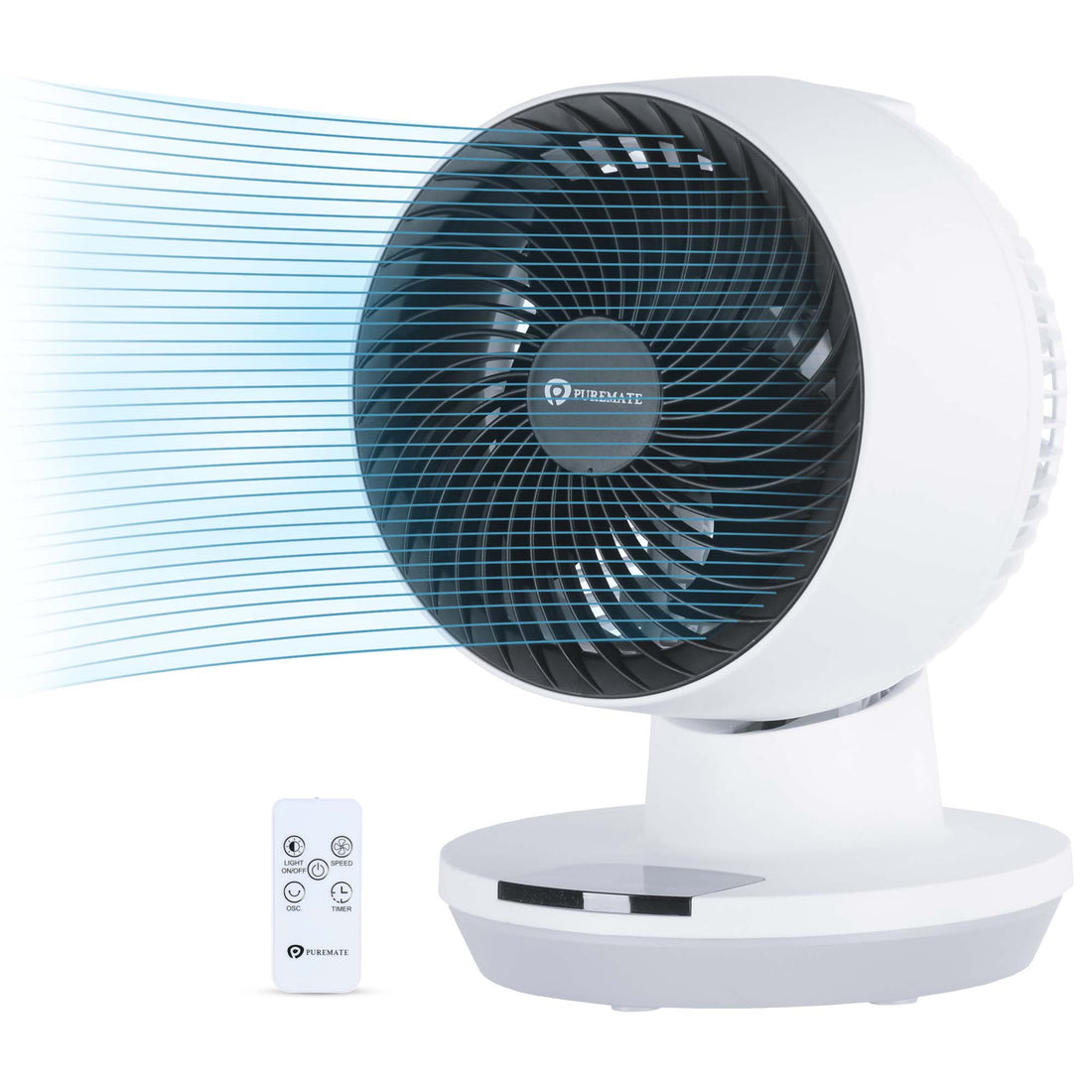 8-Inch Air Circulator Fan with Oscillation and Timer - Black