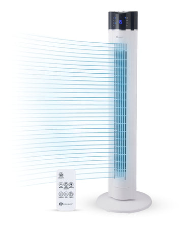 PureMate 43" Oscillating Tower Fan with air Purifier and Aroma Function White