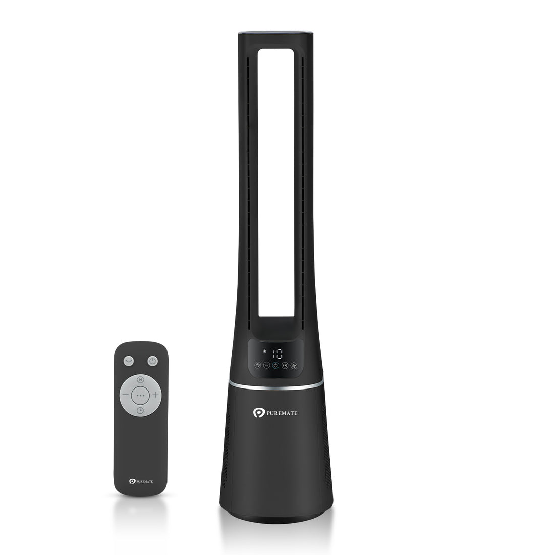 PureMate 42-Inch Bladeless Tower Fan with Air Purifier - Black