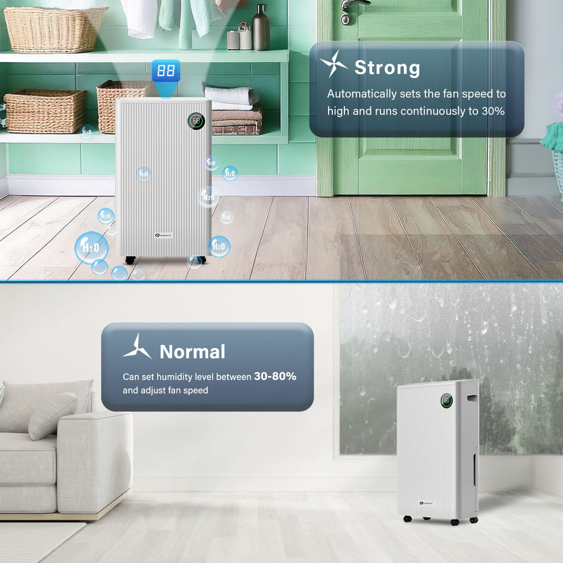 25L Dehumidifier with 5.5 Litre Tank Capacity, Digital Display, Continuous Drainage, Laundry Drying