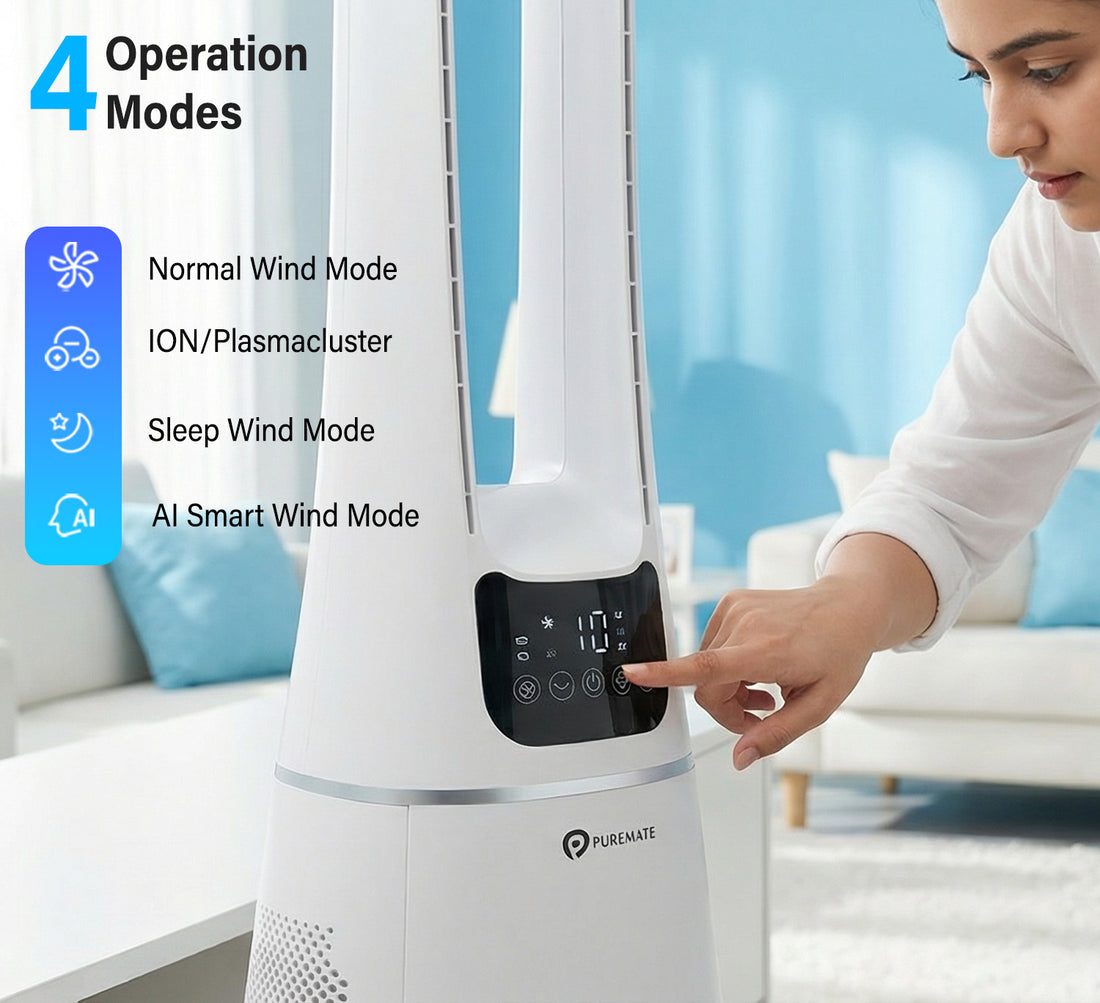 PureMate 42-Inch Bladeless Tower Fan with Air Purifier