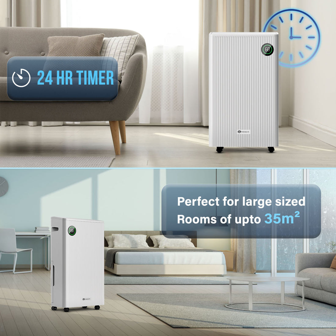 25L Dehumidifier with 5.5 Litre Tank Capacity, Digital Display, Continuous Drainage, Laundry Drying