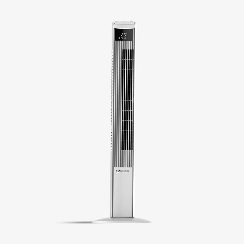 PureMate 47-Inch DC Motor Tower Fan with Air Purifier, Oscillating Cooling Fan with 12 Speeds  &amp; SLEEP &amp; ECO Mode - White