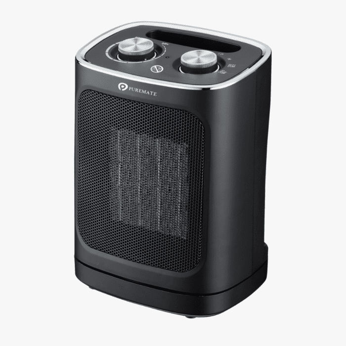 1800W Ceramic Tower Fan Heater with Automatic Oscillation Black